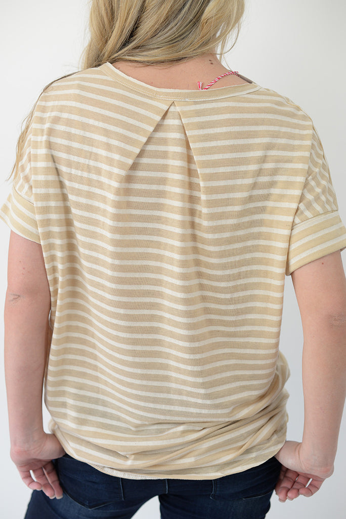 Basic Striped Pocket Tee - Taupe – Golden Lemon Boutique