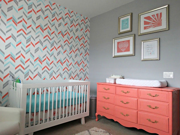 Coral and Gold Glitter Nursery  Glitter nursery, Glitter accent wall, Glitter  paint for walls