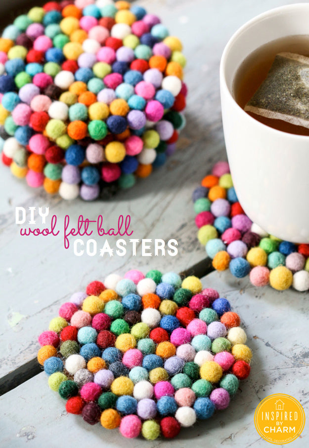 how to make felt ball coaster