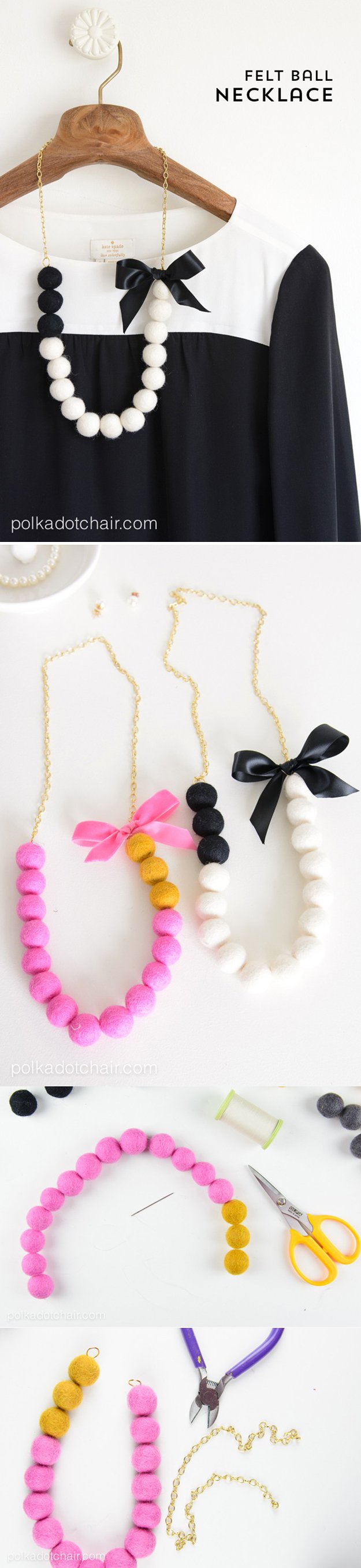 felt ball necklace diy