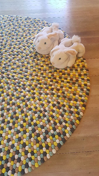 beehive felt ball rug