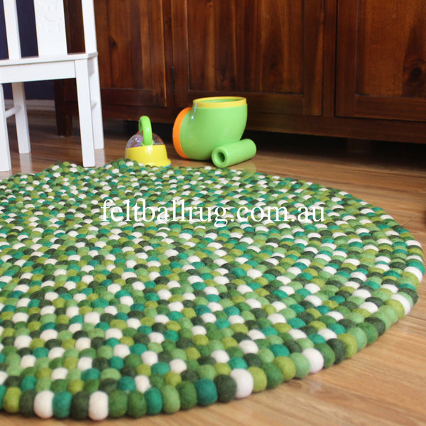 green felt ball rug