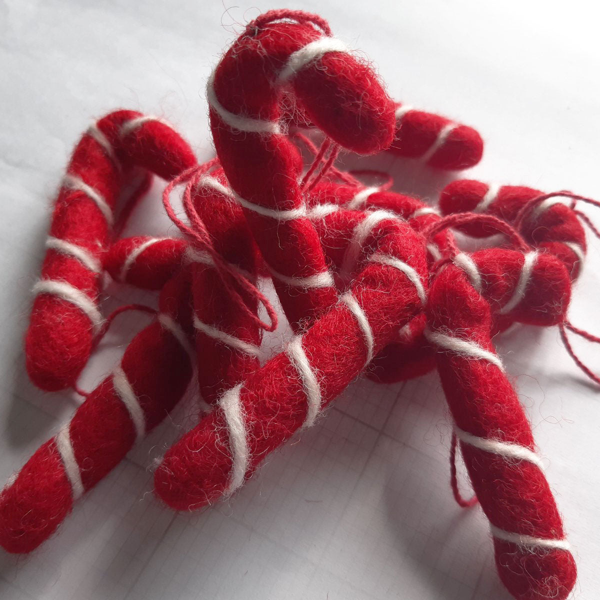 Felt candy canes red