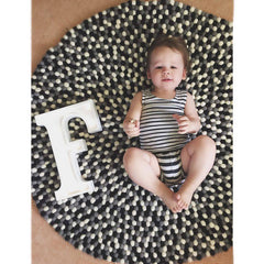 monochrome felt ball rug