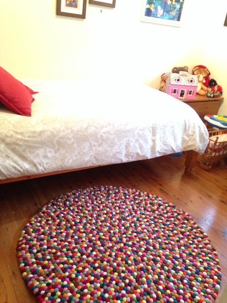 multicolord felt ball rug