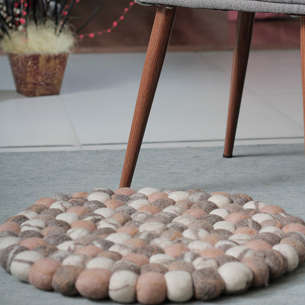 chocolate pebble felt ball rug