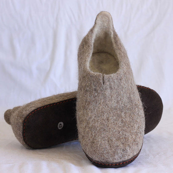 Natural Grey Felt Shoes – Felt Ball Rug Australia