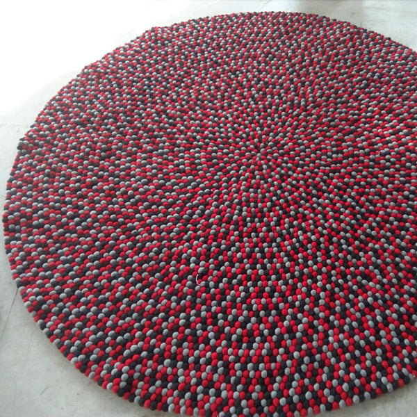 felt ball rug cherry berry