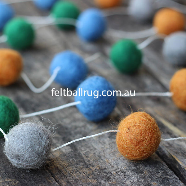 pom pom garland blue green grey