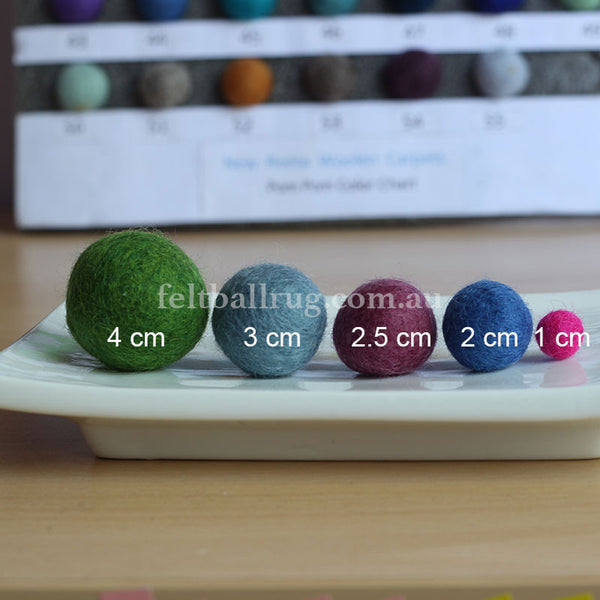 Felt Ball Storm Grey 1 CM  2  CM  2  5  CM  3 CM  4 CM  Colour 