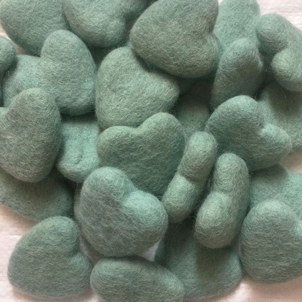 green felt hearts