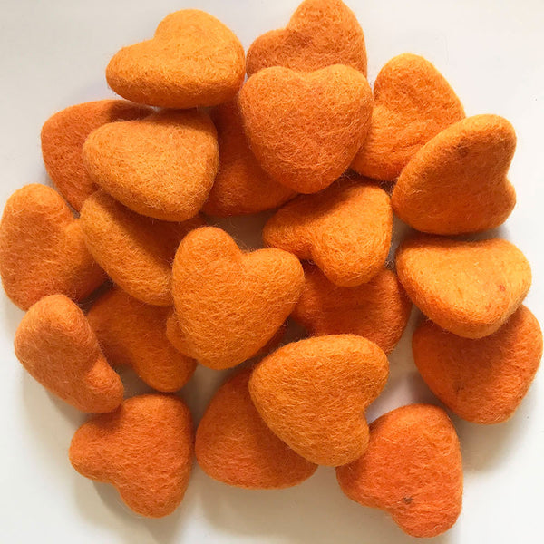 Felt Hearts Orange