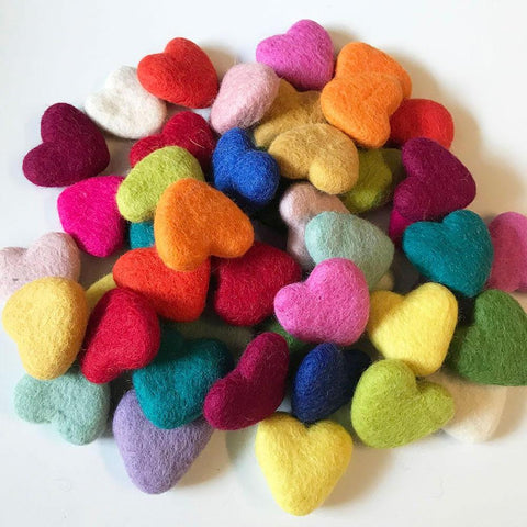 felt hearts assorted colours