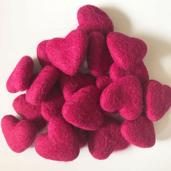 Felt Hearts Rose Red