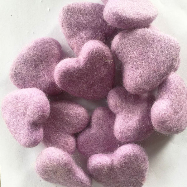 felt hearts pink