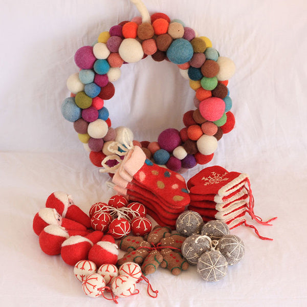  Christmas  Single Wreath Package Felt Ball Rug Australia