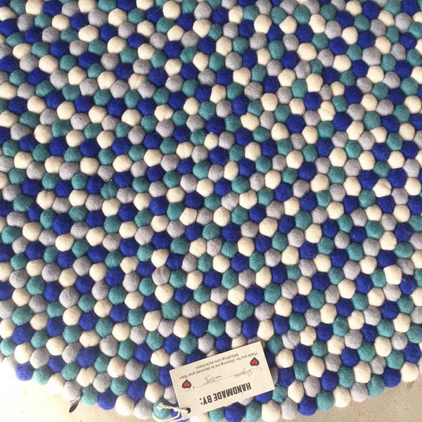 felt ball rug blue