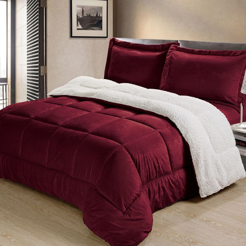 Ultra Mink Faux Fur And Sherpa 3 Piece Complete Comforter Bedding