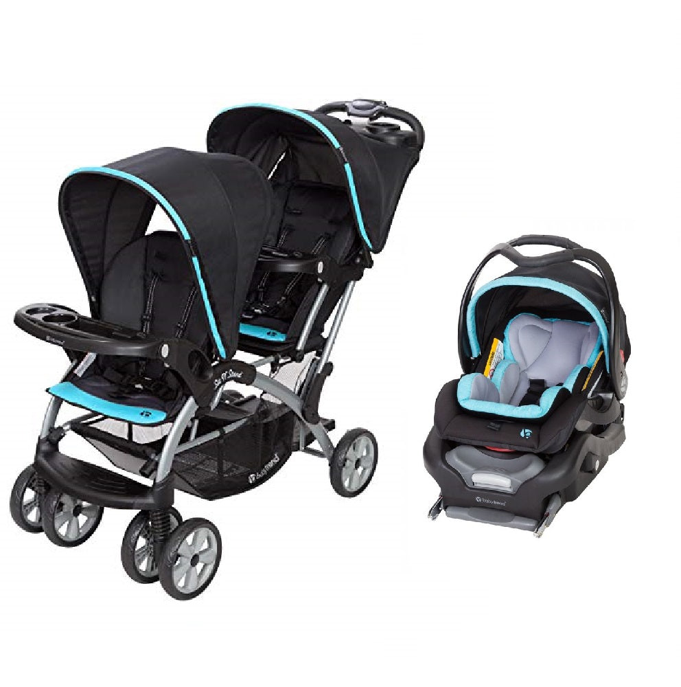 blue car seat and stroller combo