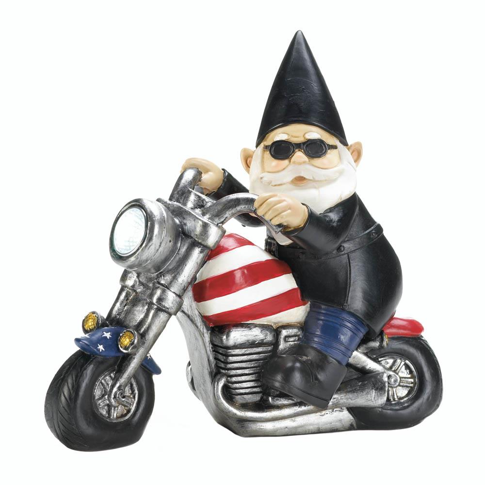 Biker Gnome Solar Statue Yolis Beauty Barn