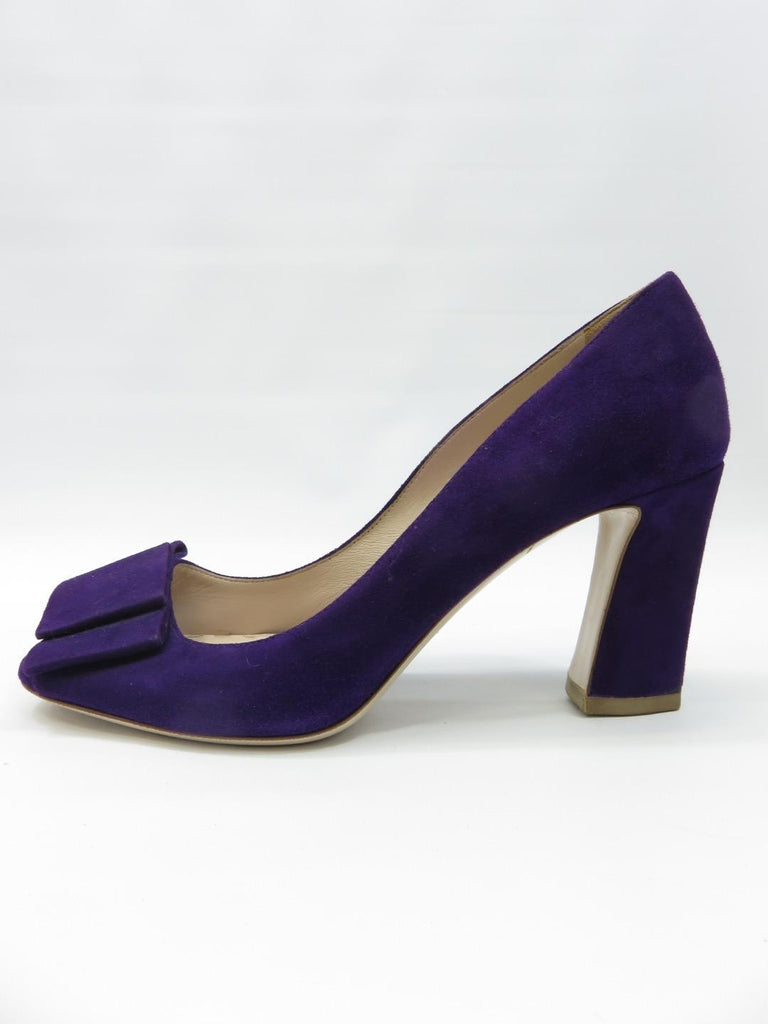 purple chunky heel shoes