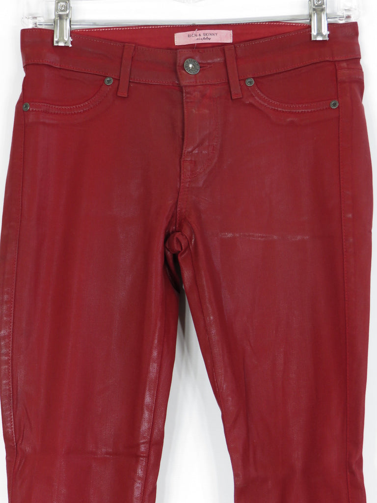 wax coated denim red