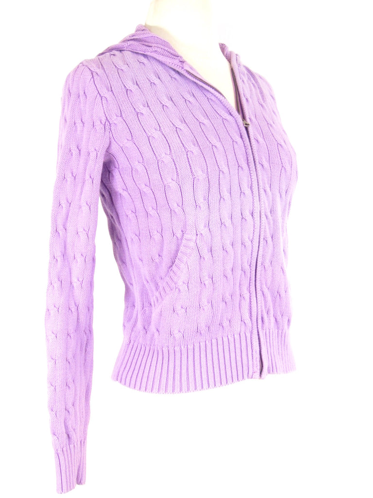 ralph lauren cable knit zip up sweater