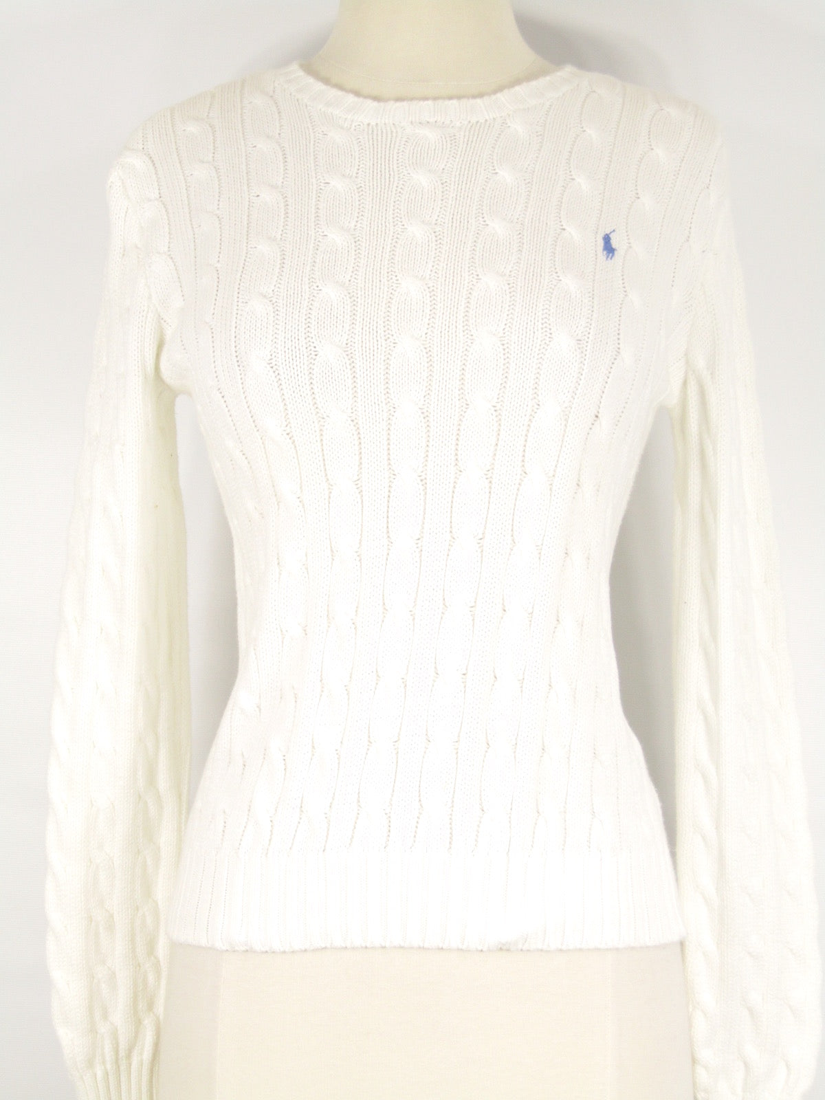 ralph lauren white cable knit sweater