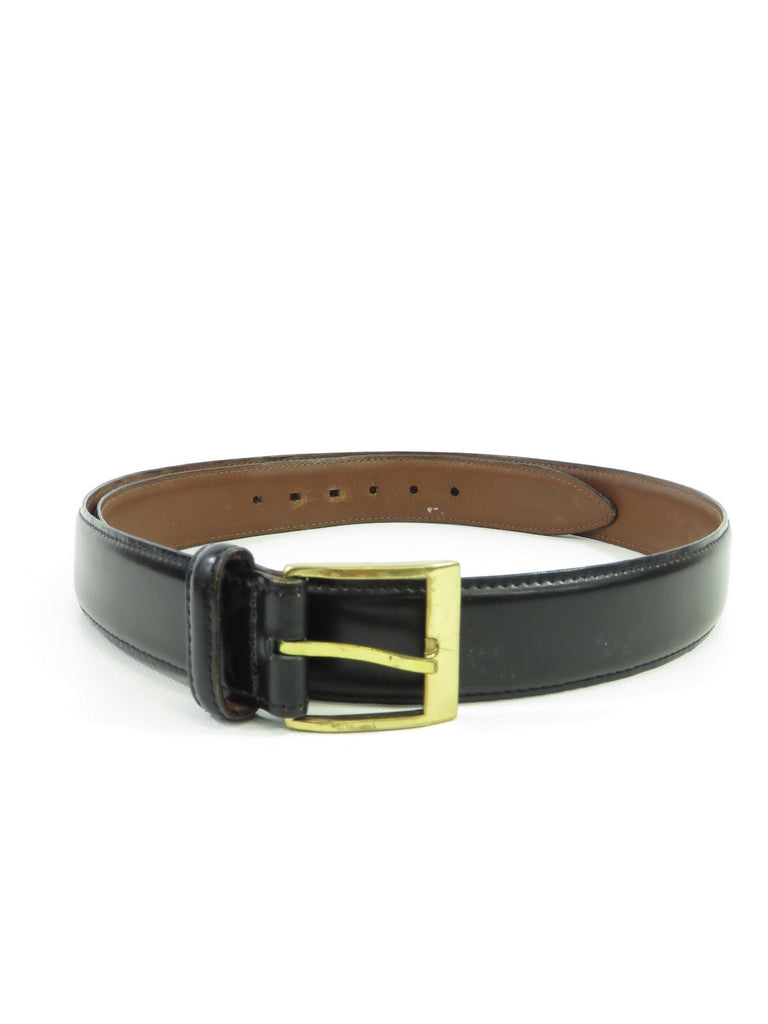 BALLY Men Black Leather Gold Buckle Belt Size 38 95