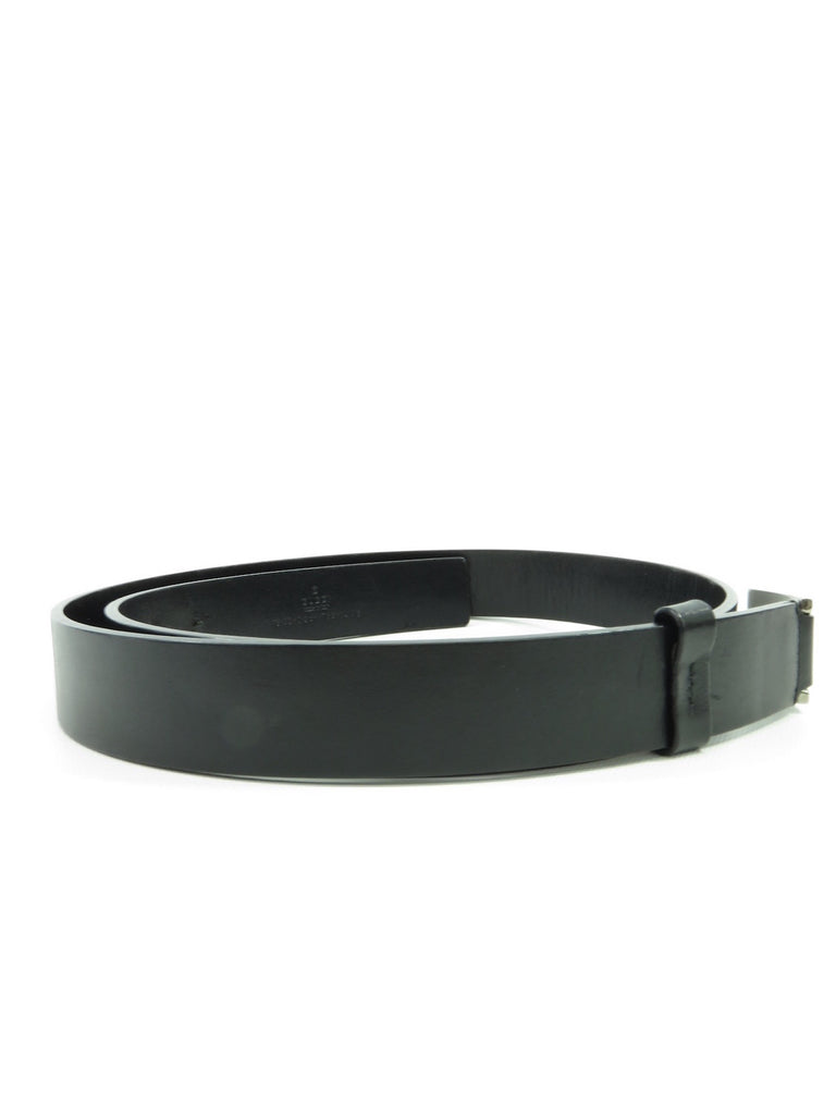 GUCCI Unisex Women Men Black Leather Silver G Buckle Belt Size 38