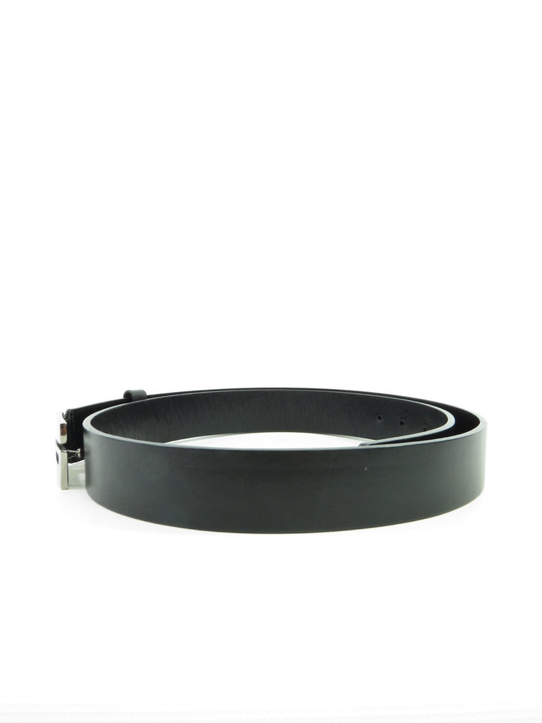 GUCCI Unisex Women Men Black Leather Silver G Buckle Belt Size 38