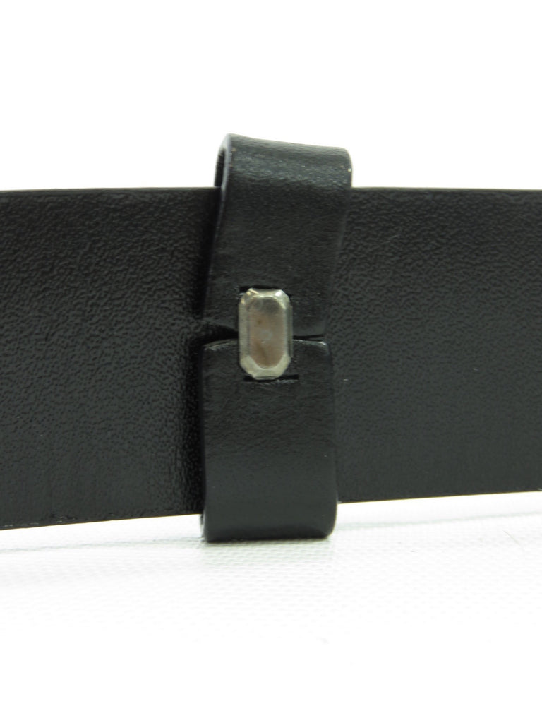 GUCCI Unisex Women Men Black Leather Silver G Buckle Belt Size 38