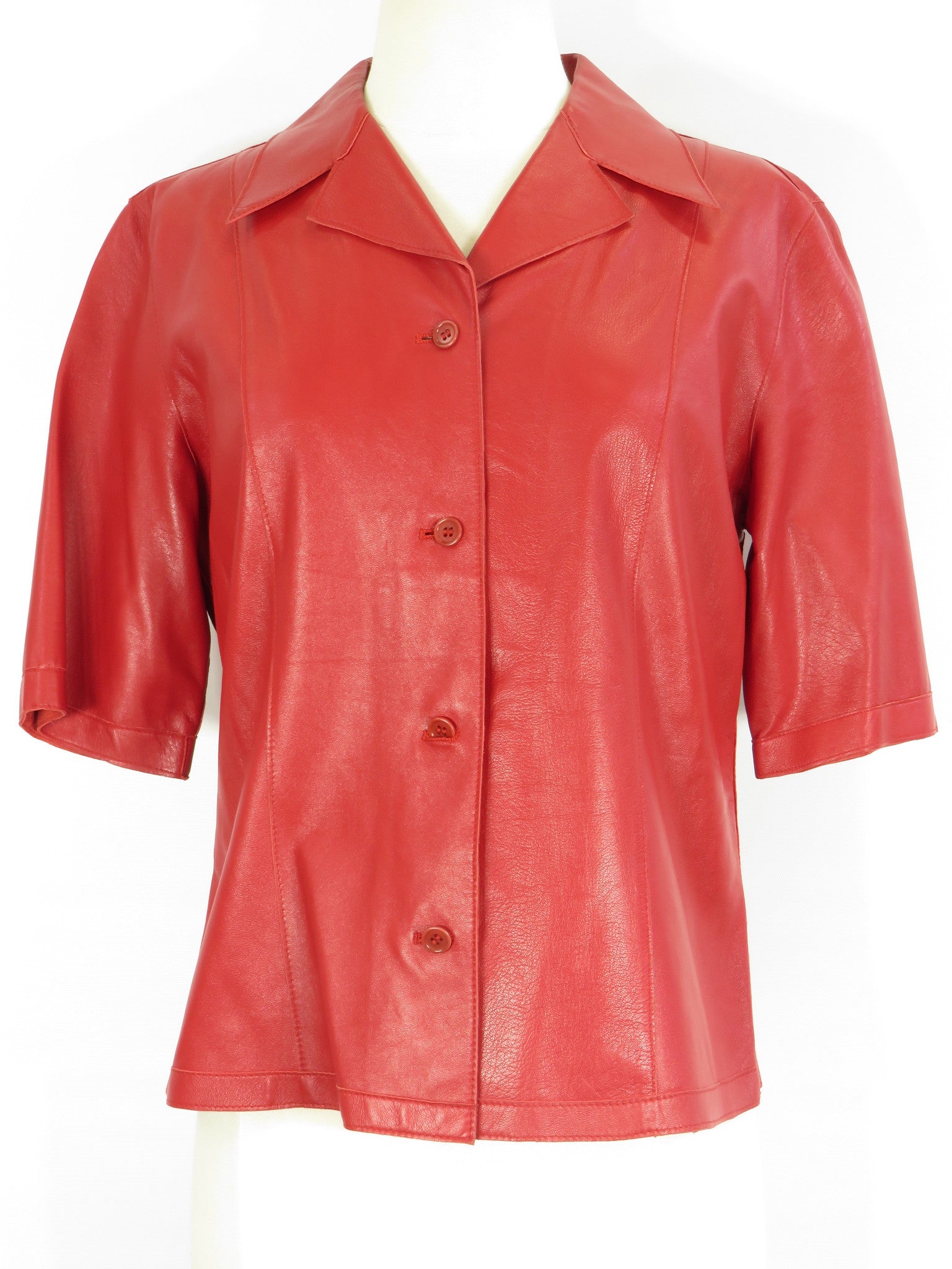 red leather shirt womens