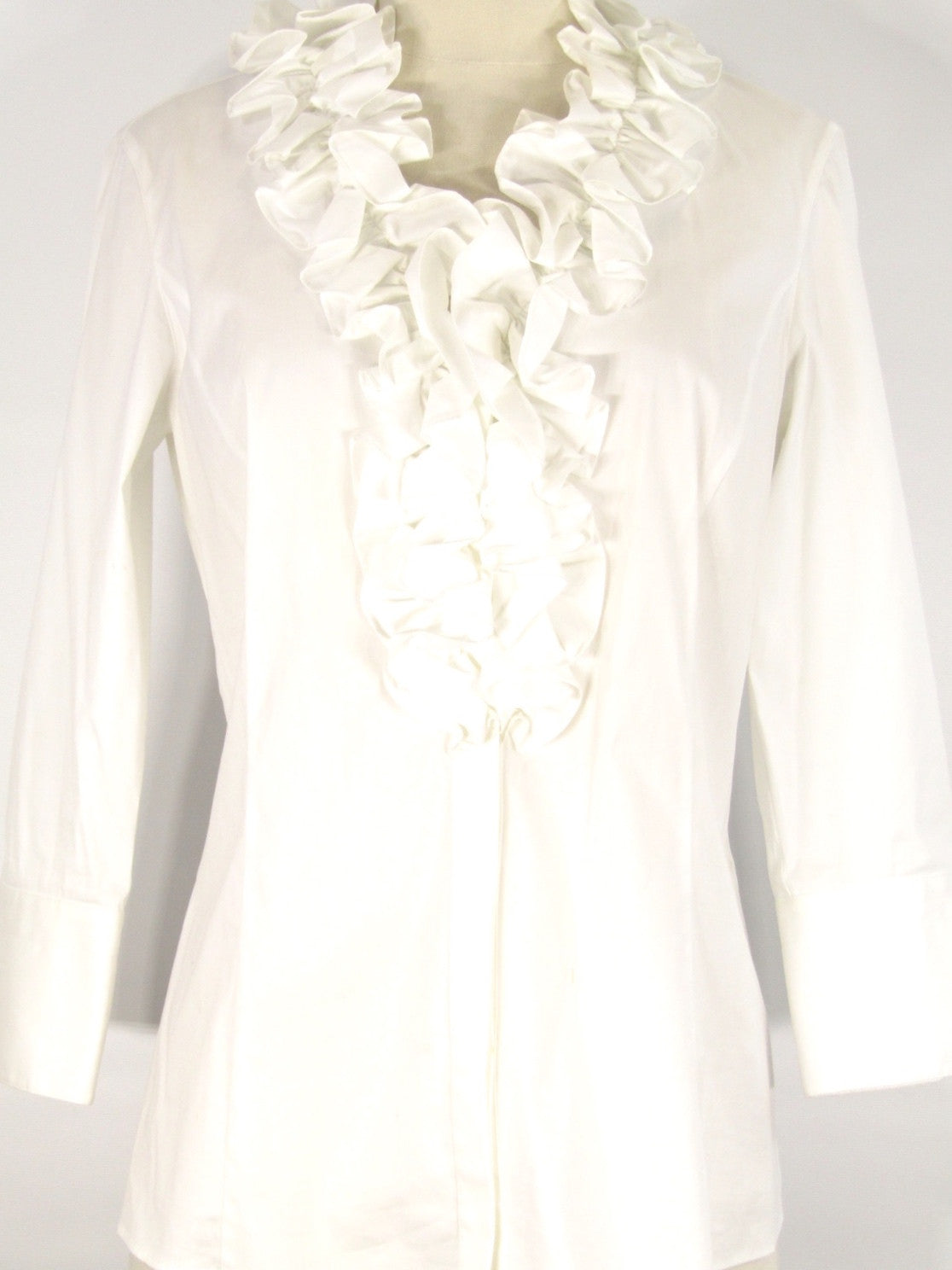 ruffle neck white shirt