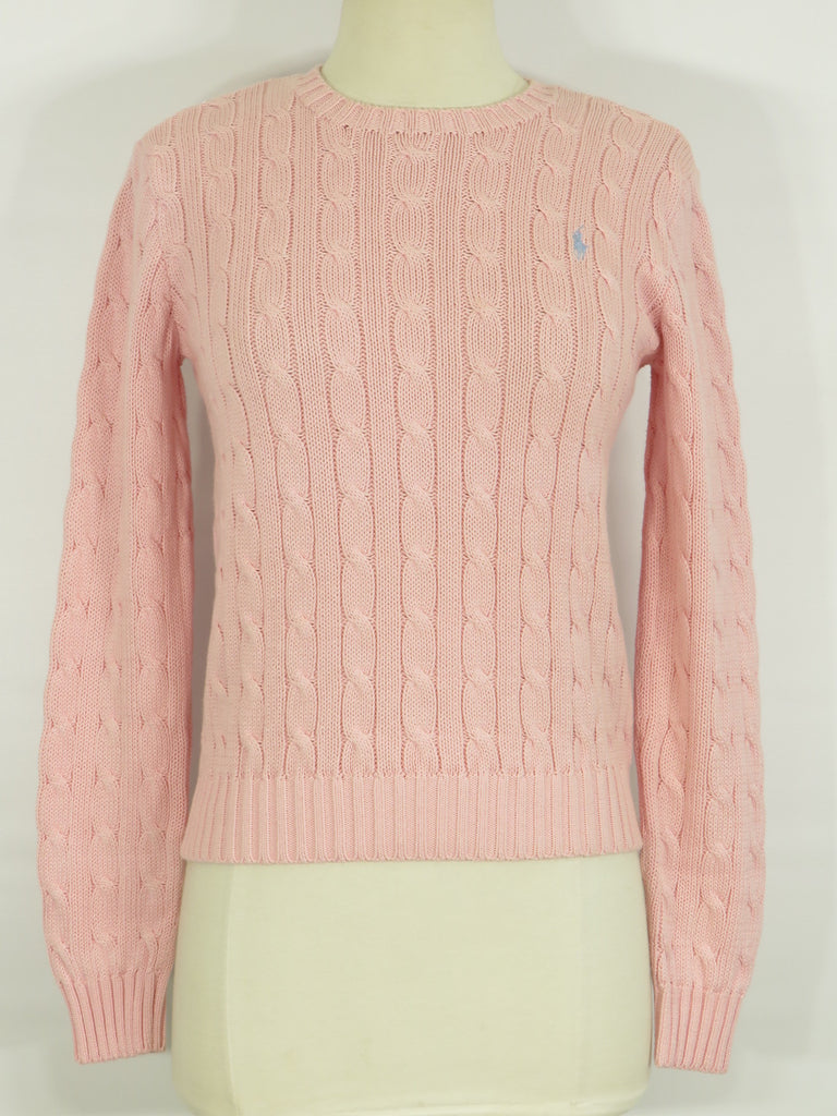 ralph lauren pink cable knit sweater