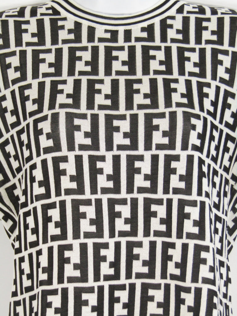 Fendi Women Black White Iconic Logo Ff Pattern Blouse Top Shirt 44