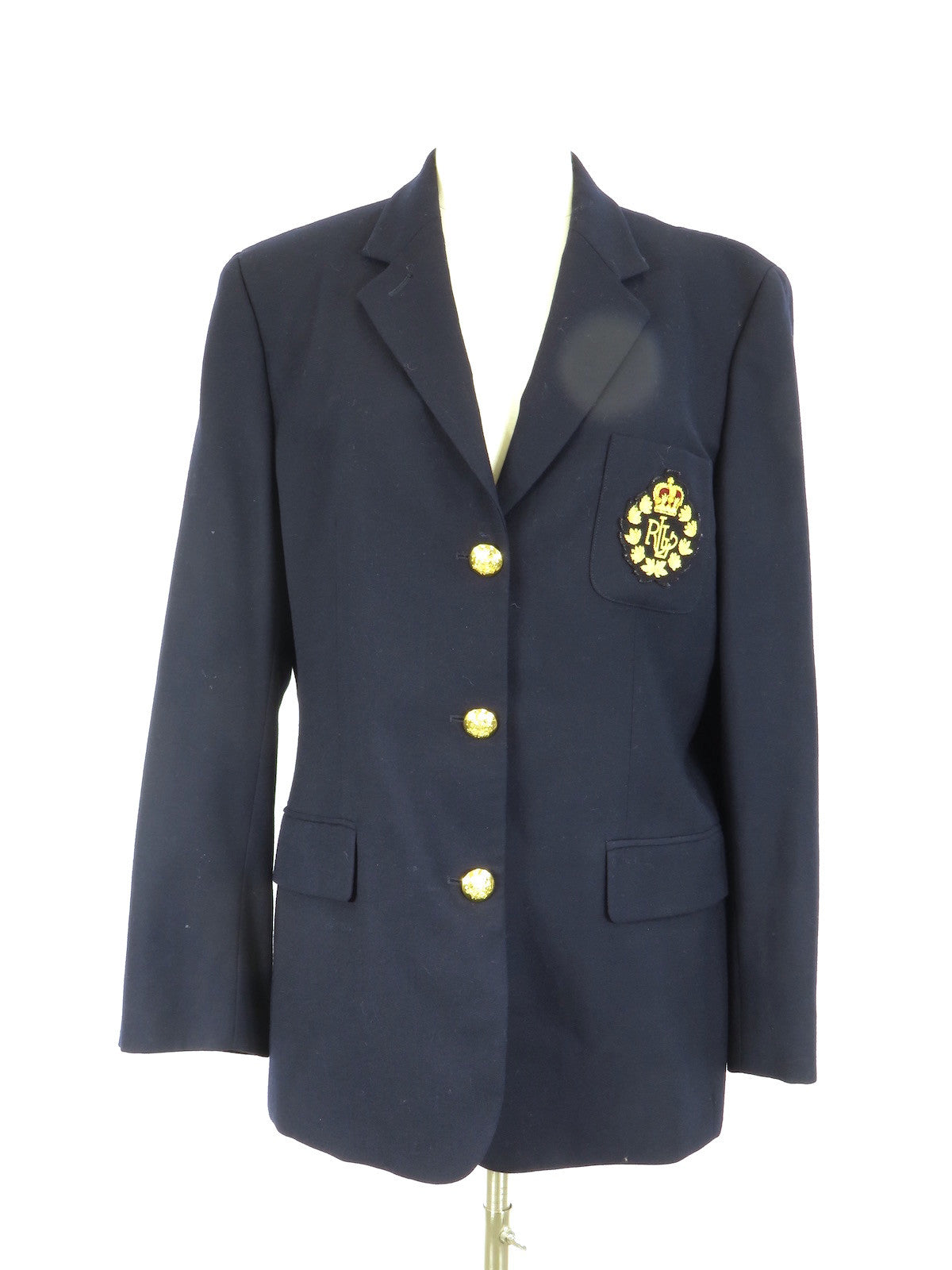 ralph lauren women's navy blazer gold buttons