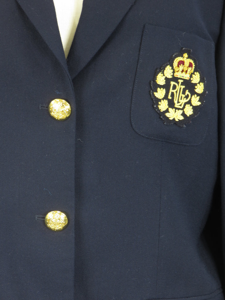 ralph lauren navy blue blazer with gold buttons