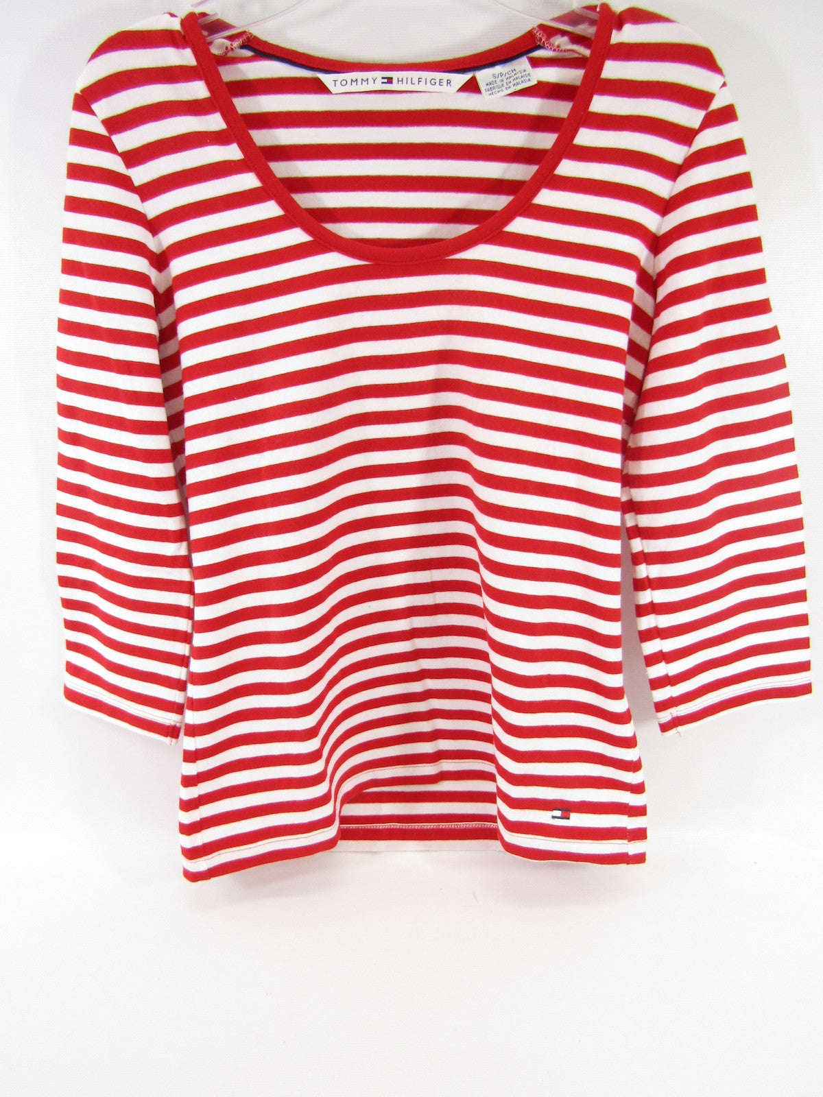 ladies red and white striped shirt