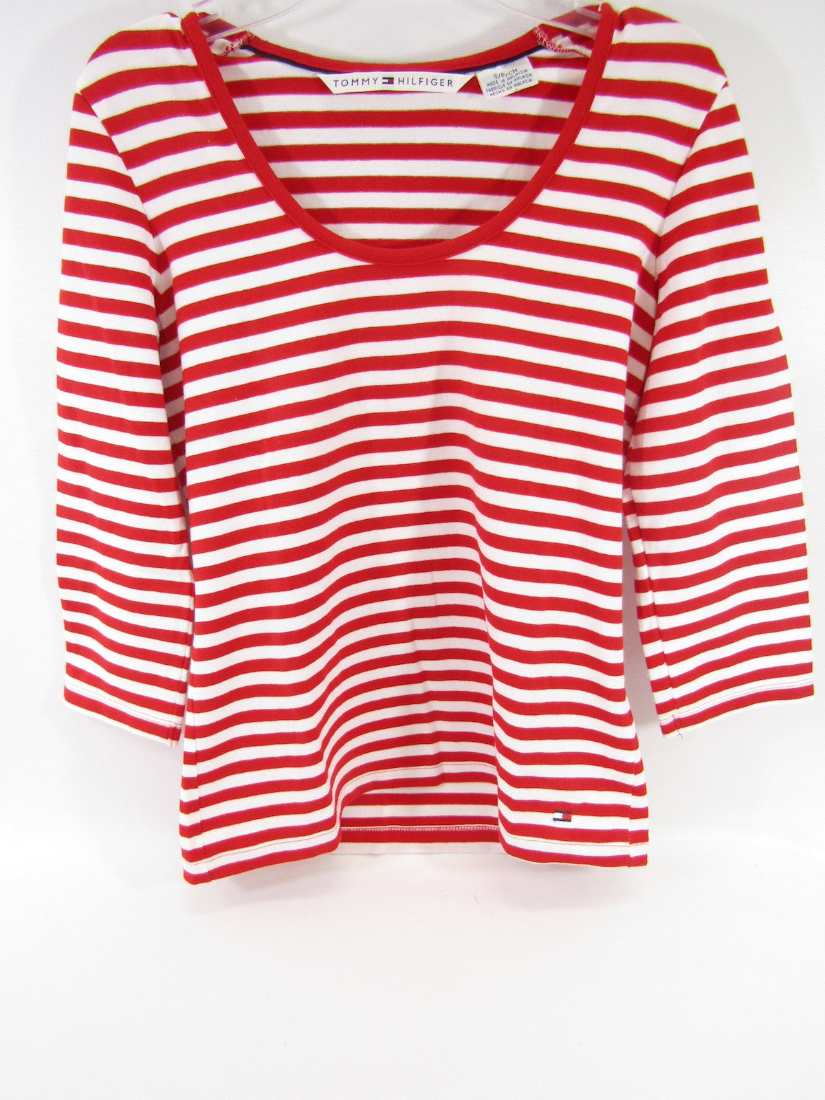 women's red and white striped t shirt