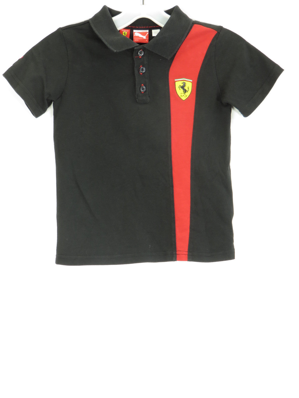 black polo shirt with red horse