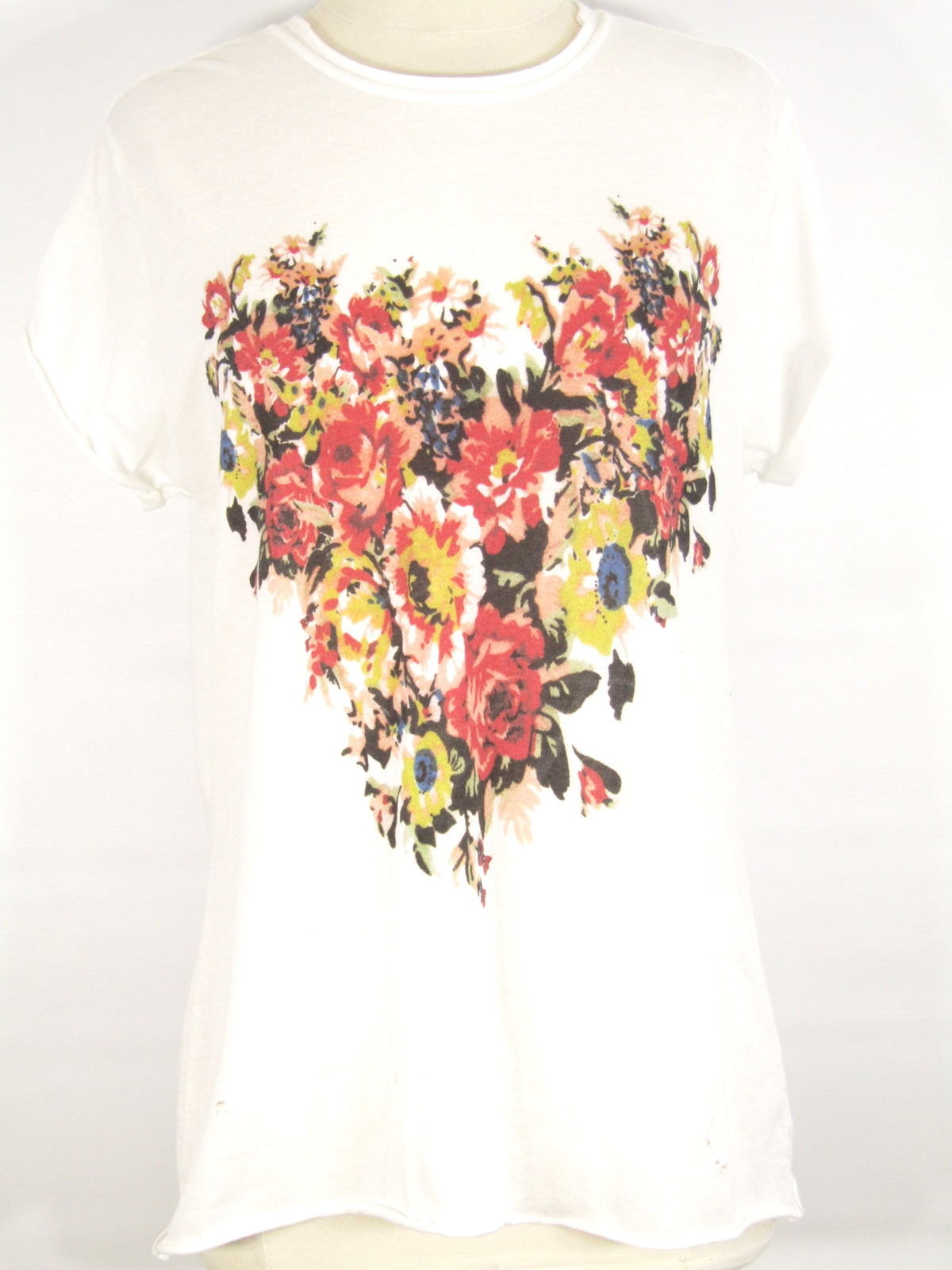The Laundry Room Women White Multi Color Floral Print Top Shirt Size Os