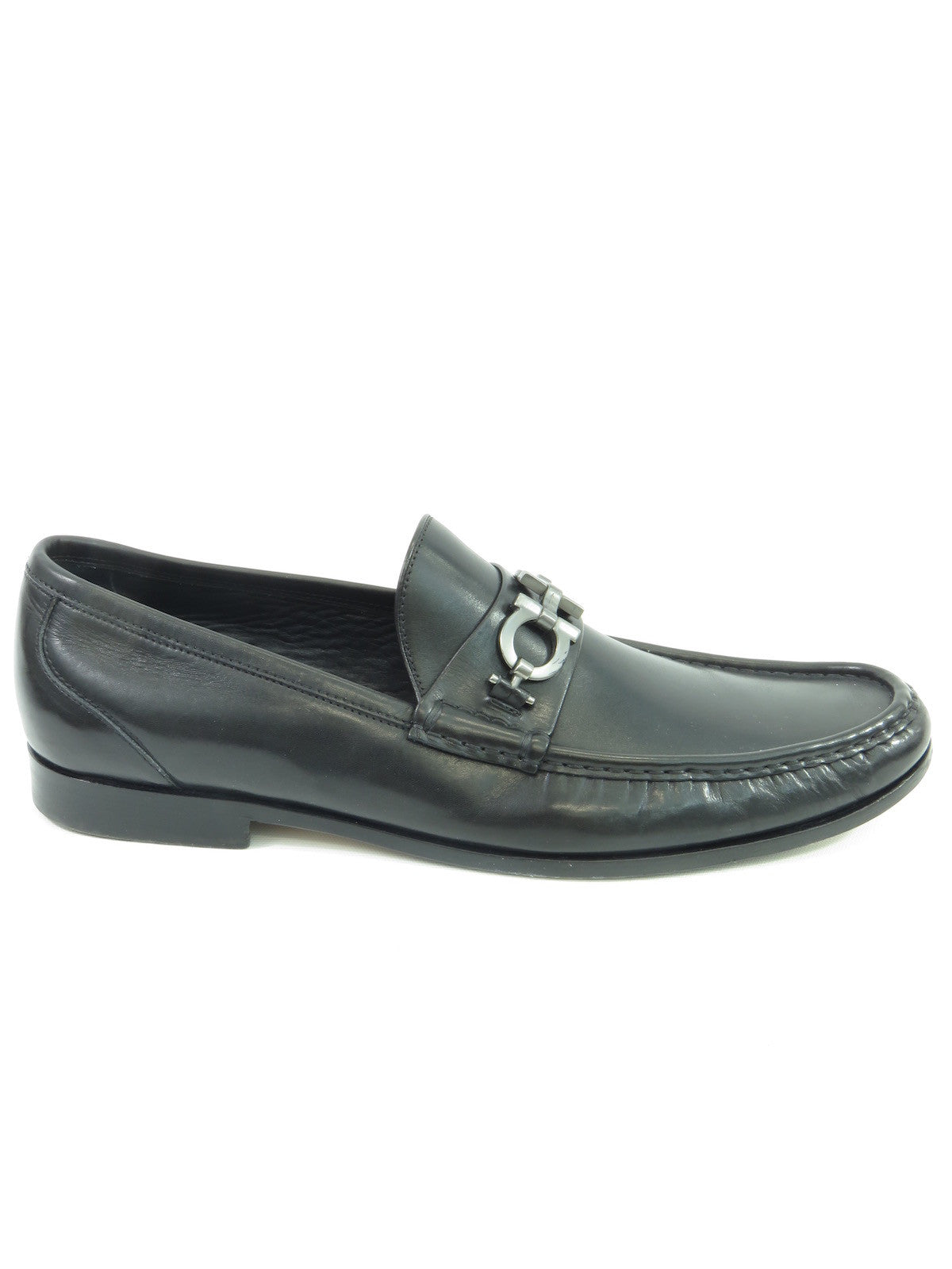 mens black loafers with silver buckle