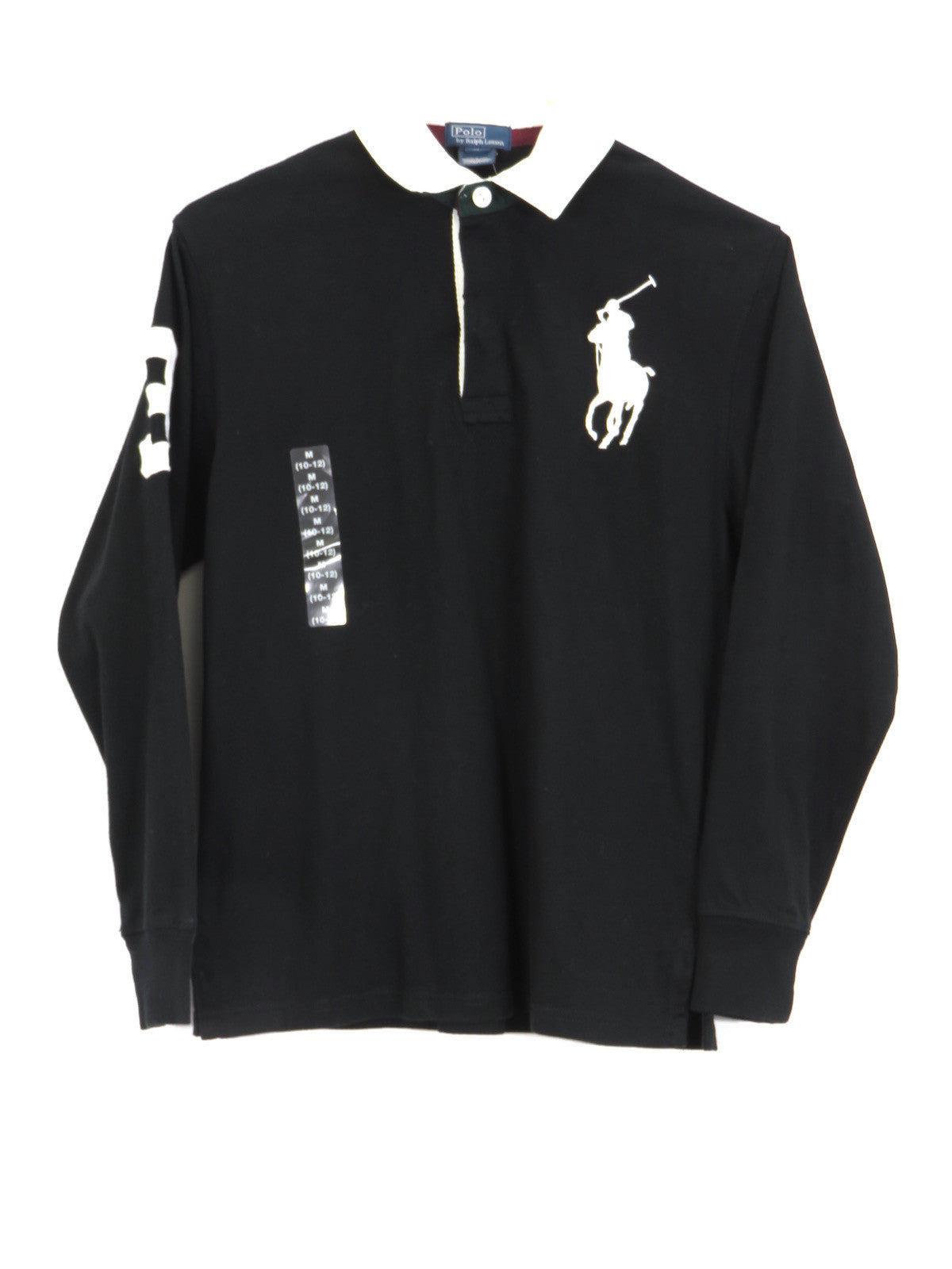 black polo jacket with white horse
