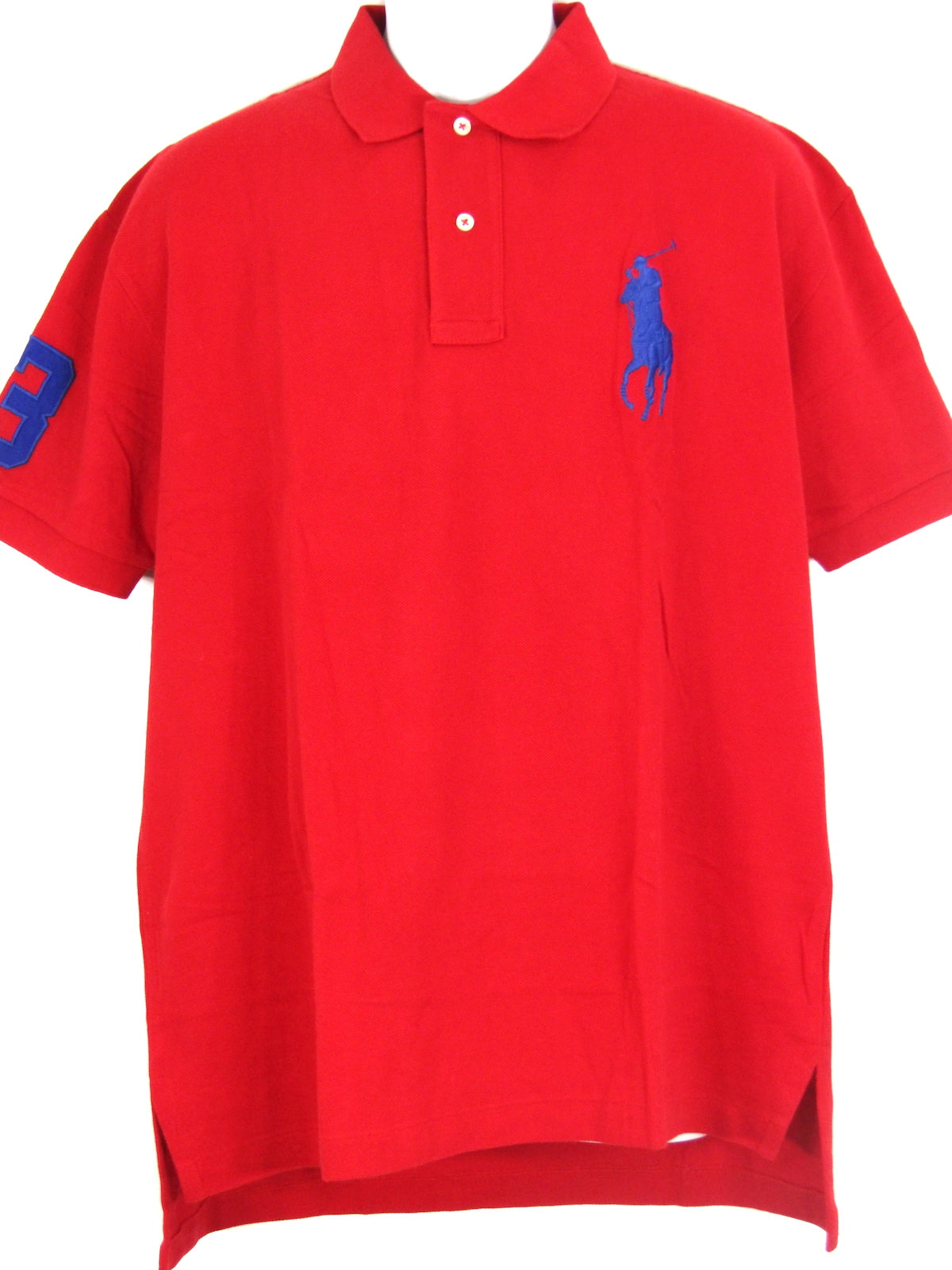 red and blue ralph lauren polo shirt