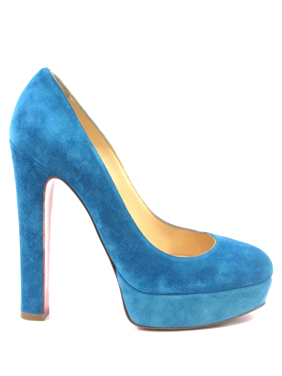 christian louboutin blue suede pumps