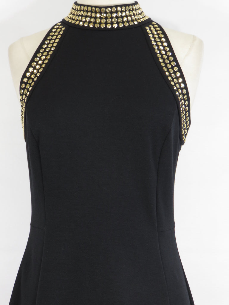 michael kors black dress with gold studs
