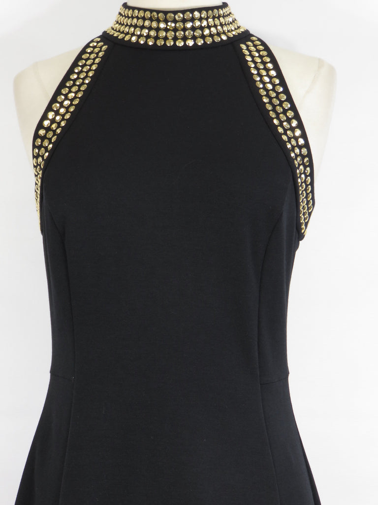 michael kors black dress gold studs