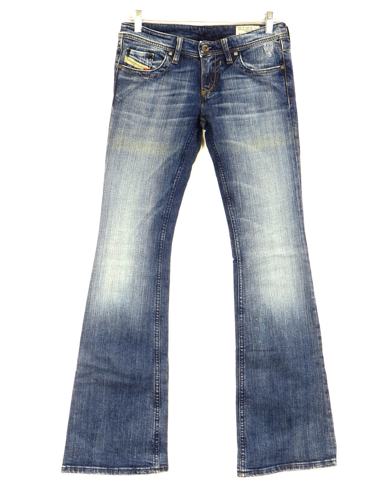 NEW! DIESEL Women Blue Lowky BC Stretch Flare Leg Ragged Look Jeans Si