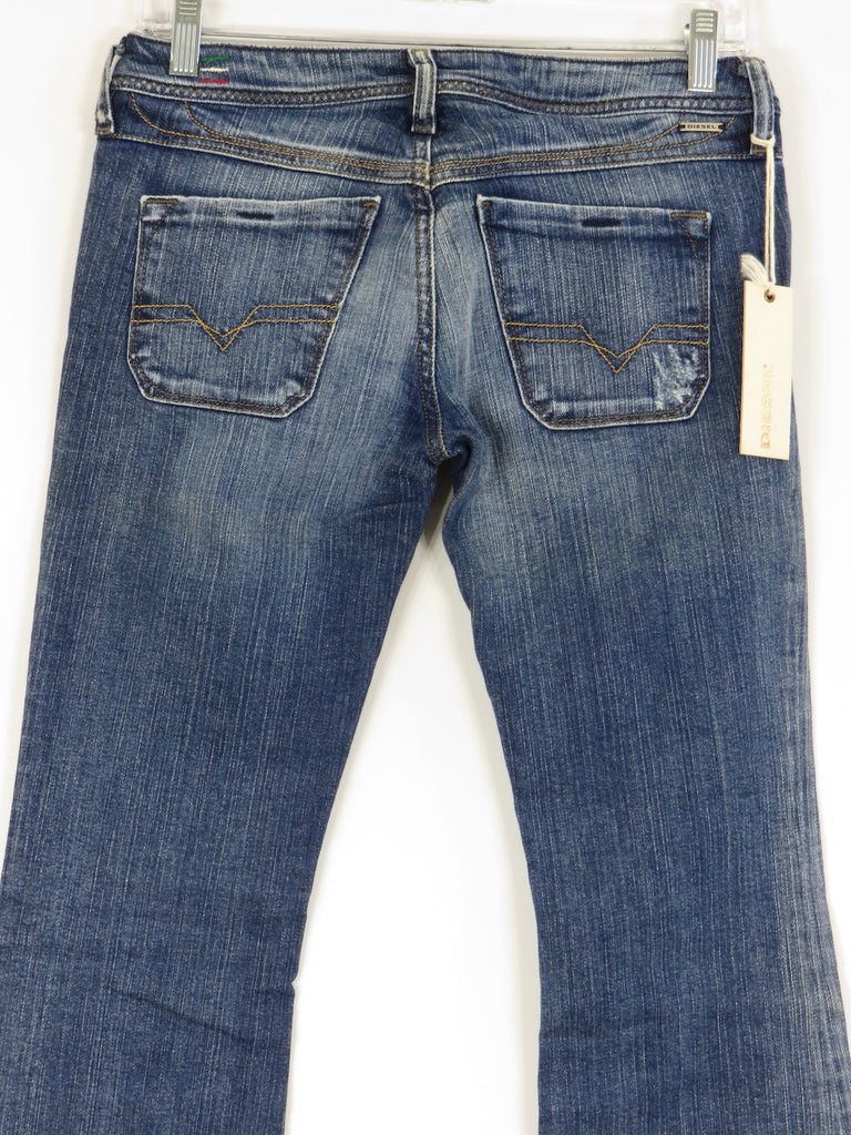 NEW! DIESEL Women Blue Lowky BC Stretch Flare Leg Ragged Look Jeans Si